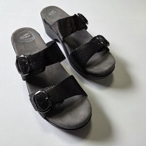 Dansko Sophie Heeled Slide Sandal Black Shimmer: Size EU 38 US 7.5/8